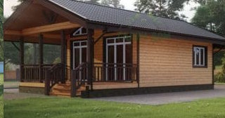 Проект одноэтажного дома из бруса с террасой - Строительство в Кимовске от Строй-Кмв от 131976 руб.